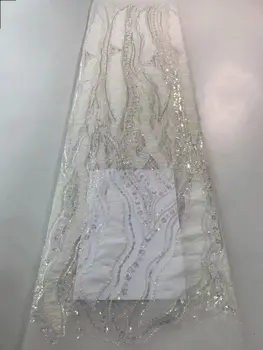 Африкански Сетчатое Дантела, Френски Окото плат ZH-1306291, Тюлевые дантелен плат с бродерия на Мъниста За Нигерийски сватбена рокля, пайети