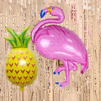Балони от фолио с Фламинго и Ананас, Надуваеми въздушни Цилиндри, Украса за рожден Ден Фламинго, Детски аксесоари за Хавайски парти Globos