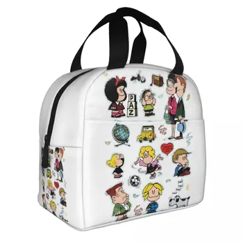 Герои Mafalda, издълбани изолирани пакети за обяд, чанта-хладилник, контейнер за обяд, Голяма кутия за обяд, чанта-тоут за момичета и момчета, Плажна градинска