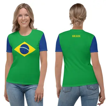 Дамски Бразилският риза, Лятна Тениска с Образа на Бразилския Флаг, Модерни Ежедневни Улични Блузи с къс ръкав, Дамски Тениски Y2k, Дрехи За Момичета