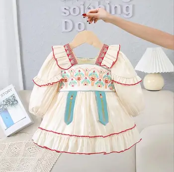 Детски дрехи 2023, есен нова рокля за момичета, милото детско рокля на принцеса