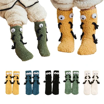 Детски нескользящие чорапи от коралов руно, детски чорапи с герои от анимационни филми, дишащи зимни чорапи за първите разходки на закрито, Y55B
