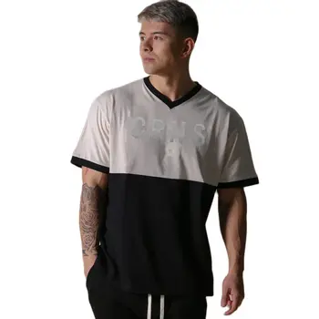 Ежедневни свободна тениска мъжка риза с къс ръкав, мъжки летни памучни тениски за фитнес, спортни блузи, черна модни облекла в стил мозайка