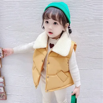 Есенно-зимни детски пуховый памук жилетка, удебелена горна дреха, топла жилетка
