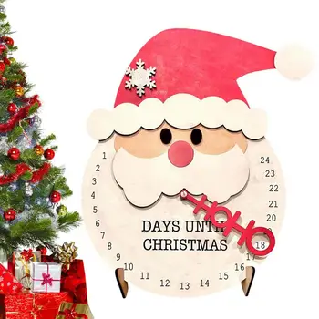 Коледен 24-дневен Окачен Адвент-календар, Червено И бяло Дядо Коледа, Дизайн във формата на Снежинки, Лосове, Дървена Декорация за обратно отброяване Коледа
