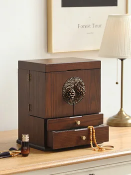 Кутия за съхранение на козметика, бижута, в древен китайски стил, Вграден многослоен кутия за съхранение