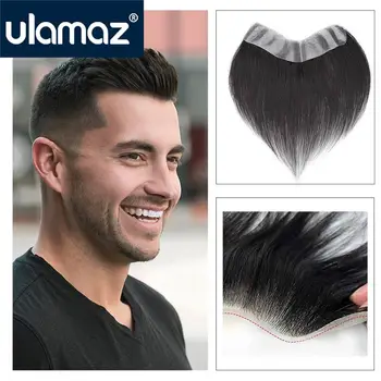 Линията на растеж на косата на челото, е тънка основа за кожата, нашивка за коса за мъже, V-образен елемент от човешки косъм, за подмяна на линията на растеж на косата на челото, Безплатна доставка