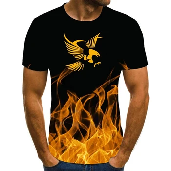 Лятна брандираната тениска с 3D принтом орел, уличен стил, пънк-рок, готик риза в стил харадзюку, модерен случайни свободен топ с къс ръкав 6XL