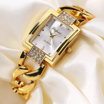 Модни маркови дамски часовници с гривната Прост дизайн, Класически аналогов кварцов ръчен часовник от неръждаема стомана, клас лукс relogio masculino