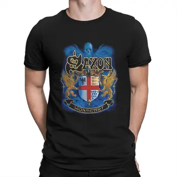 Мъжки t-shirt Saxon - Lionheart, британска класическа метална група, тениска за почивка, Тениска с къс ръкав и кръгла яка, Памучен идея за подарък