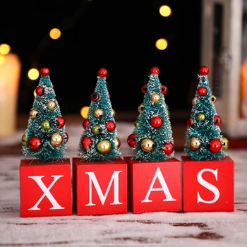 Настолна Коледно дърво, Дървени JOY КОЛЕДА NOEL, на Изкуствена Мини-Коледно дърво, Коледни украси за настолни бижута