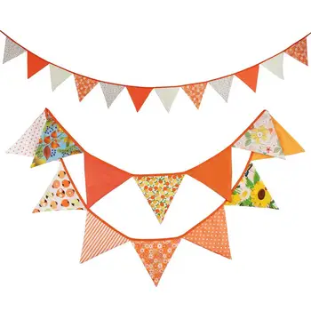 Оранжев Памук Триъгълен Флаг за Деня на Благодарността, Събирането на Реколтата, Ден на Благодарността, Семейно парти, Къмпинг, Подвесная Венец, Украса със собствените си Ръце