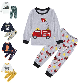 Пижамный комплект за момчета Jurebecia, Памук детски пижамный комплект, пижамный топ с дълги ръкави и панталони, Скъпа Коледна пижама