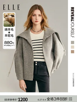 Ретро двустранно вълнена флисовое палта за жени 2024, нов дизайн, нишевое палто от висок клас за жени
