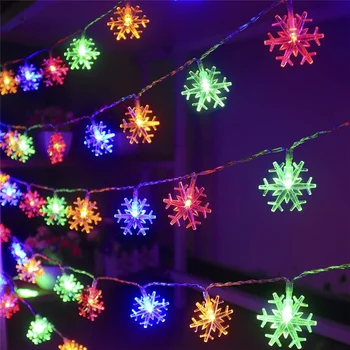 Снежинка Led Гирлянди Приказни Светлини 10 М Led Лампа с батерии/USB-Венец на Нова година Коледна Украса Noel Навидад
