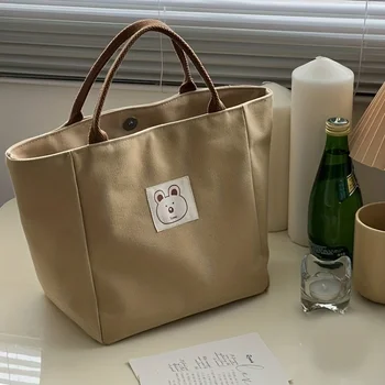 Стилна чанта-тоут YANZAI, преносима скъпа голям проста холщовая чанта за обяд, чанта за пикник за деца и момичета