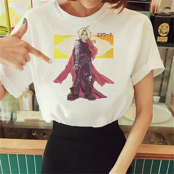 Тениска с Метален Алхимиком, дамски градинска дрехи, забавен летен топ с шарени харадзюку за момичета, графична облекло