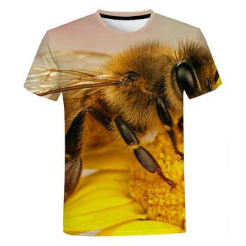 Тениски с 3D Принтом животни и Пчели, Летни Модни Ежедневни Улични Блузи с къс ръкав, Тениски за мъже и жени