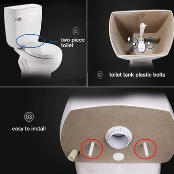 Шайби, болтове за тоалетна, 2 x Дължина на болта: 80 мм, пластмаса, практичен тема диаметър: 10 мм, с гарантирано качество